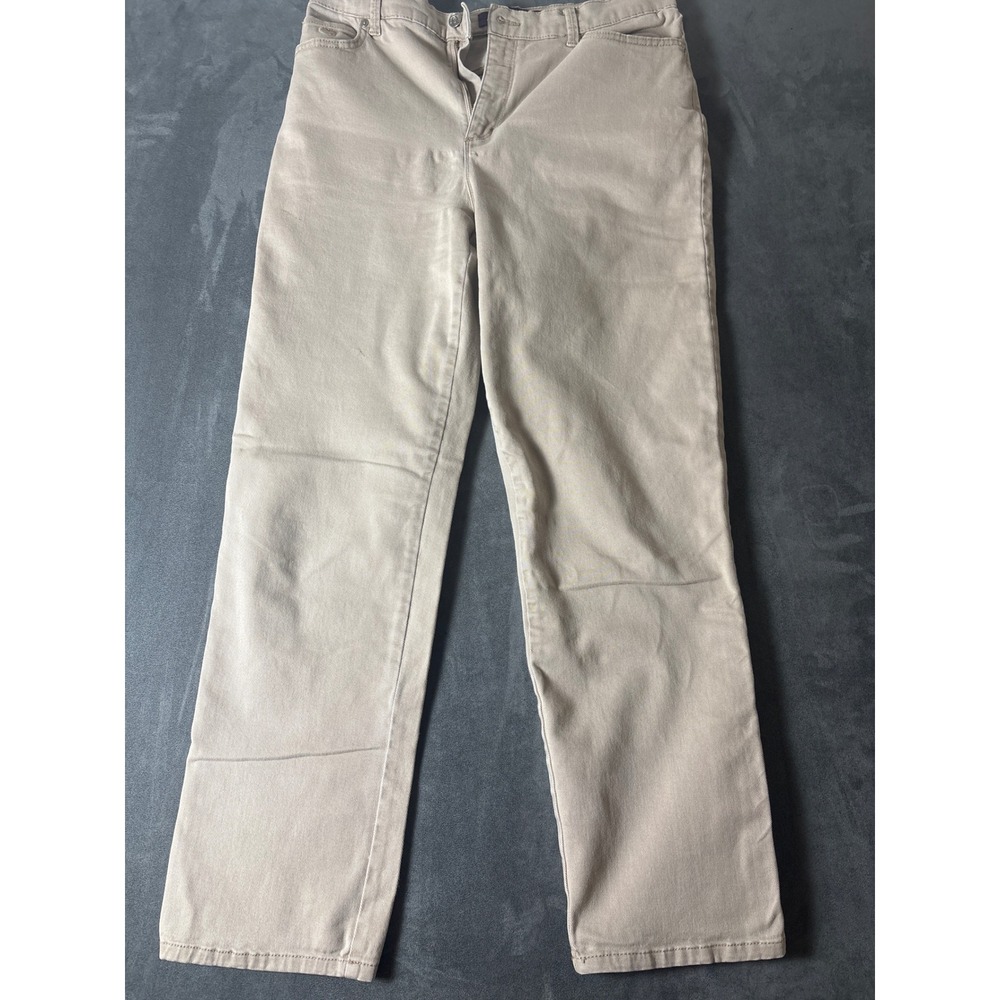 Gloria Vanderbilt Amanda Tapered Jeans Tan Khaki Size 14 High Rise Stretch Denim